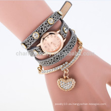 2015 El nuevo abrigo de la manera alrededor del reloj de cuero largo del reloj de los relojes del cuarzo de la muñeca de las mujeres del rhinestone cristalino del reloj de la pulsera BWL003